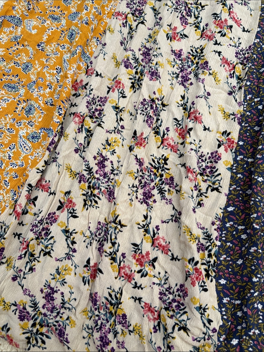 Natural Life Boho Floral Patchwork Midi Skirt Yellow Blue Size XL A-line - Picture 2 of 3